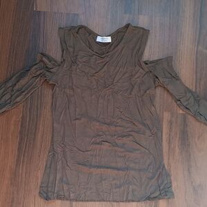 Bailey 44 Brown Cold Shoulder Long Sleeve Top